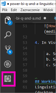 Screenshot of the left menu in Visual Studio Code with the Extensions icon highlighted.