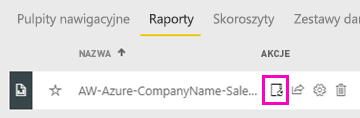 Zrzut ekranu przedstawiający, gdzie wybrać pozycję Zarządzaj, aby zarządzać raportem.