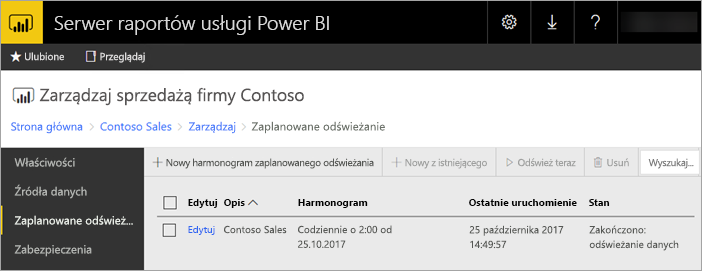 Successful scheduled refresh of a Power BI Report