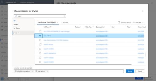 Advanced lookup in Edit filters.