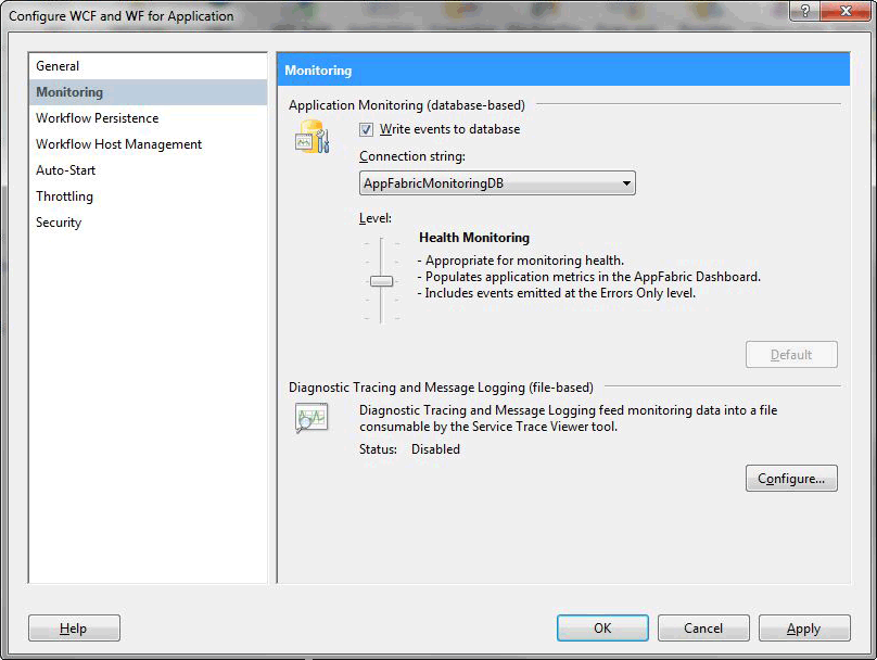 Configure AppFabric Monitoring