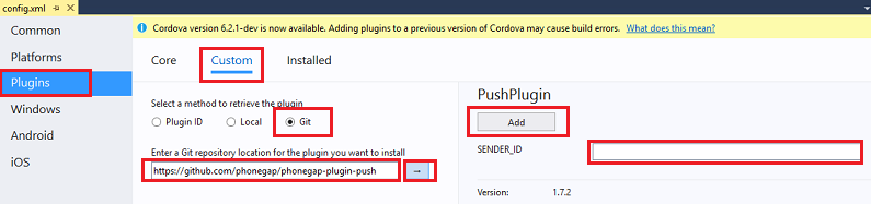 Open the config.xml file in Solution Explorer