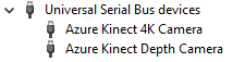 Aparaty Azure Kinect w menedżerze urządzeń z systemem Windows