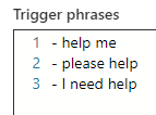 Line numbers in language understanding files.