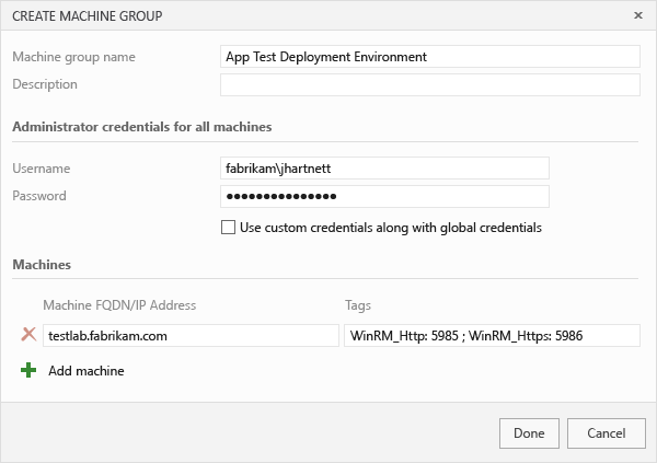 Enter app environment details