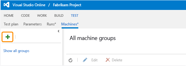 Test hub, Machines, add machine group