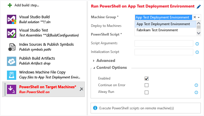 Add step to deploy app with PowerShell