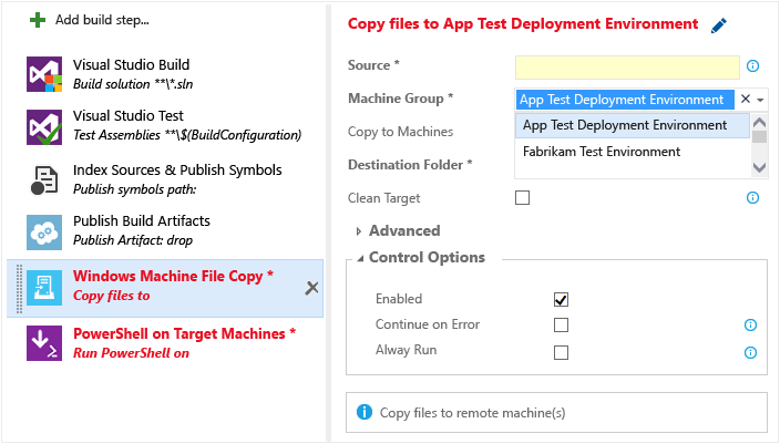 Build definition, copy app