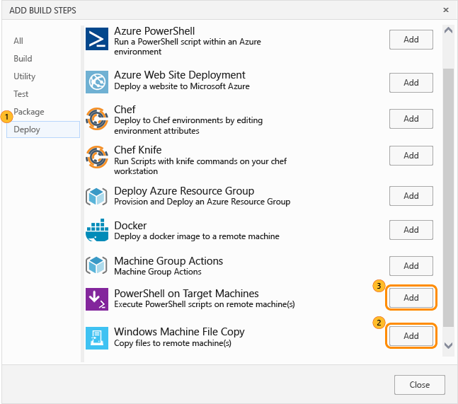 Add File Copy and PowerShell steps