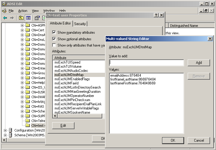 msExchUMDtmfMap with Values