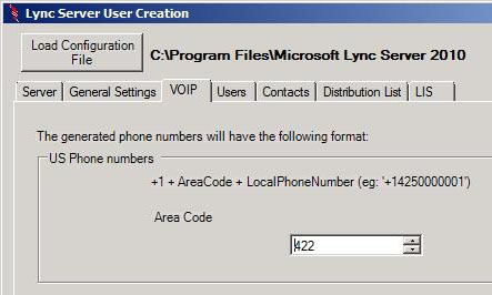 Area code entry in Stressconfig.exe