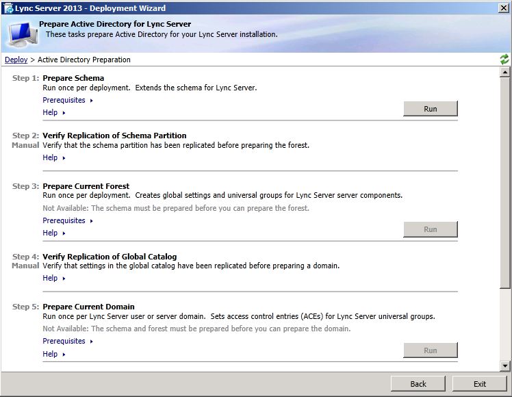 Deployment Wizard, Active Directory Prearation