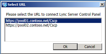 Select URL dialog box