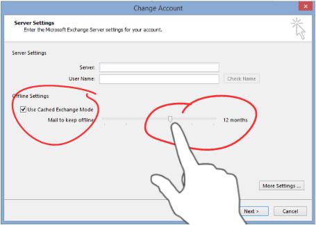 The Outlook Change Account dialog box