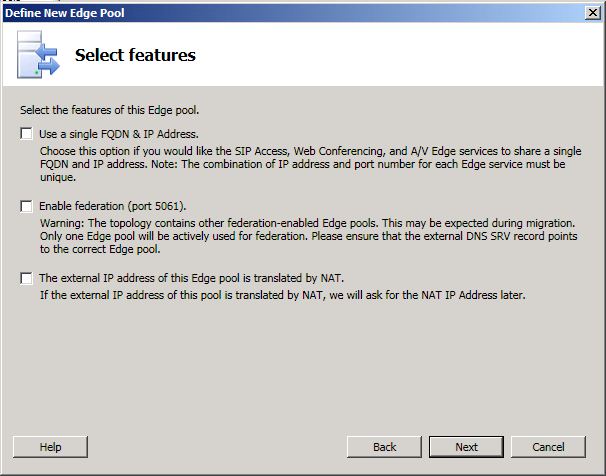 Select Features dialog box