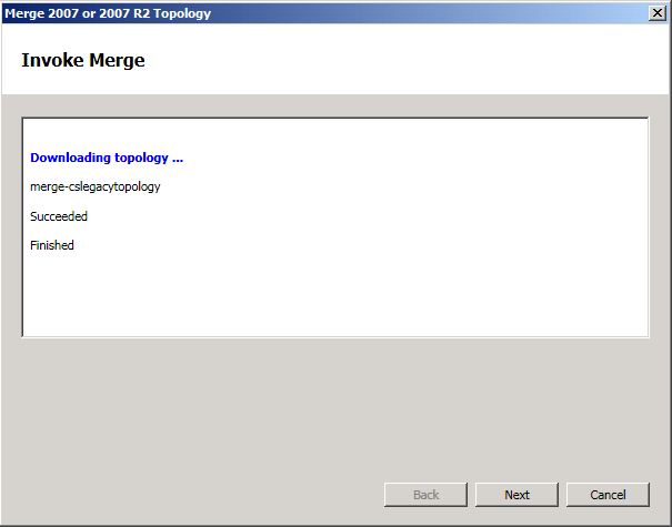 Topology Merge Succeeded dialog box