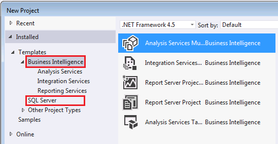 New Project templates in SSDT