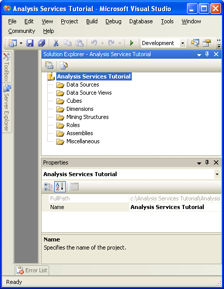 Analysis Services Tutorial project