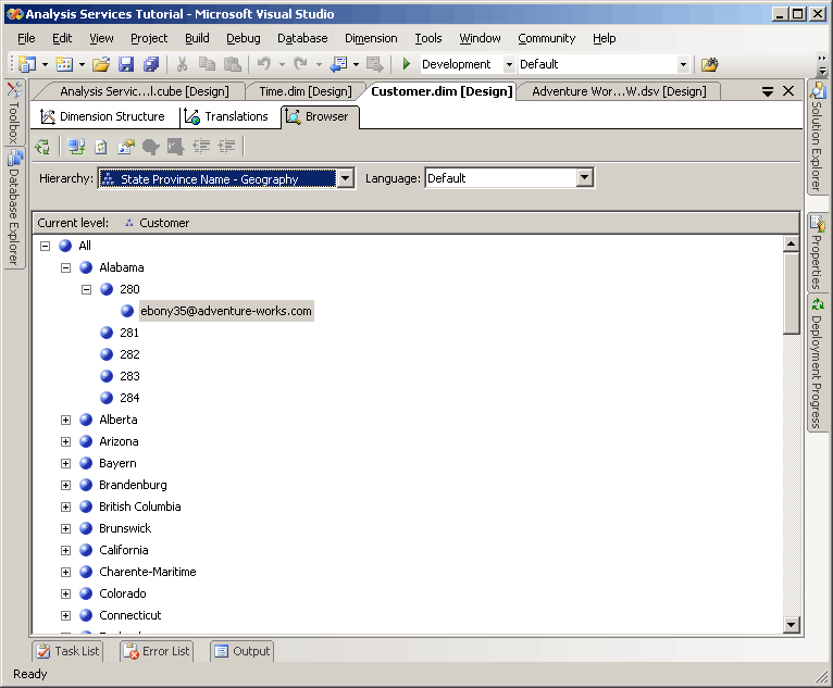 Expanded hierarchy in Level and Members pane