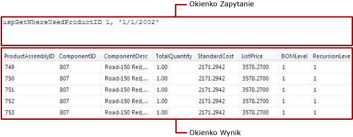 Procedura przechowywana w tekstowym projektancie zapytań