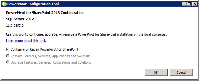 Narzędzie konfiguracji programu PowerPivot for SharePoint 2013