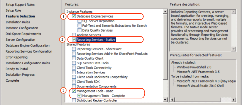 SSRS Native Mode Select in Feature Selection