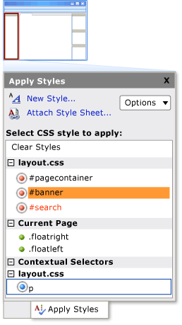 Apply Styles window