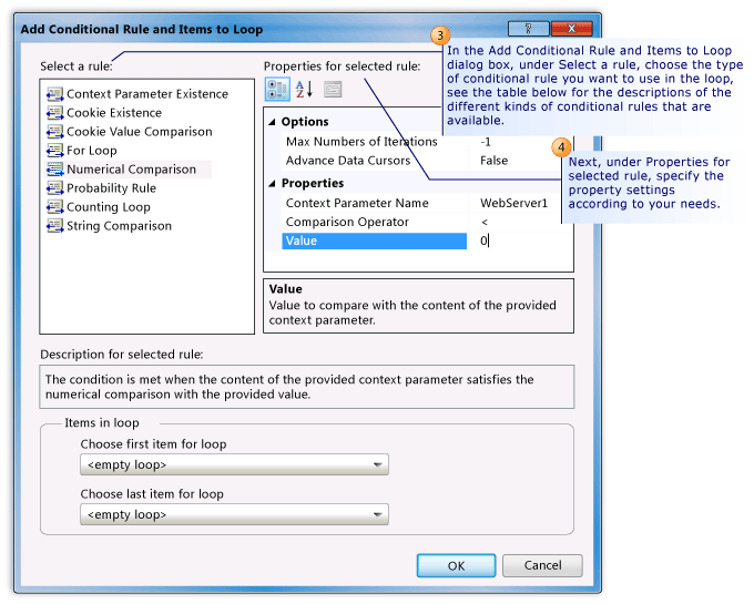 Add conditional rule and items to a loop