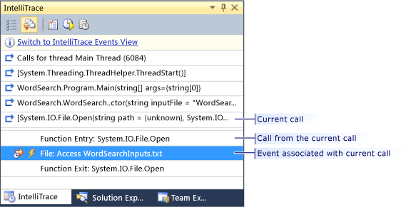 Debug History Window Inverted Stack View