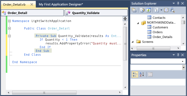 Writing validation code in the Code Editor