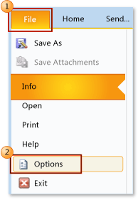 Wybieranie pliku opcji w programie Outlook 2010