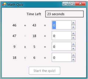 Kwiz matematyczny z czterema problemami