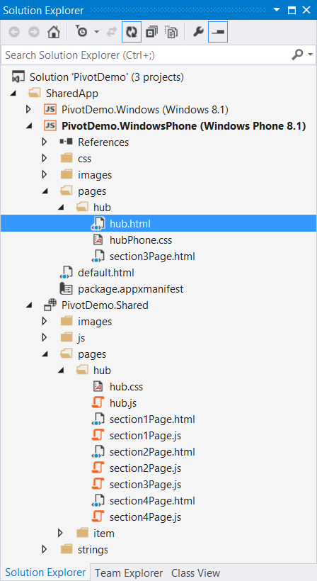 Files in the new Hub/Pivot App solution.