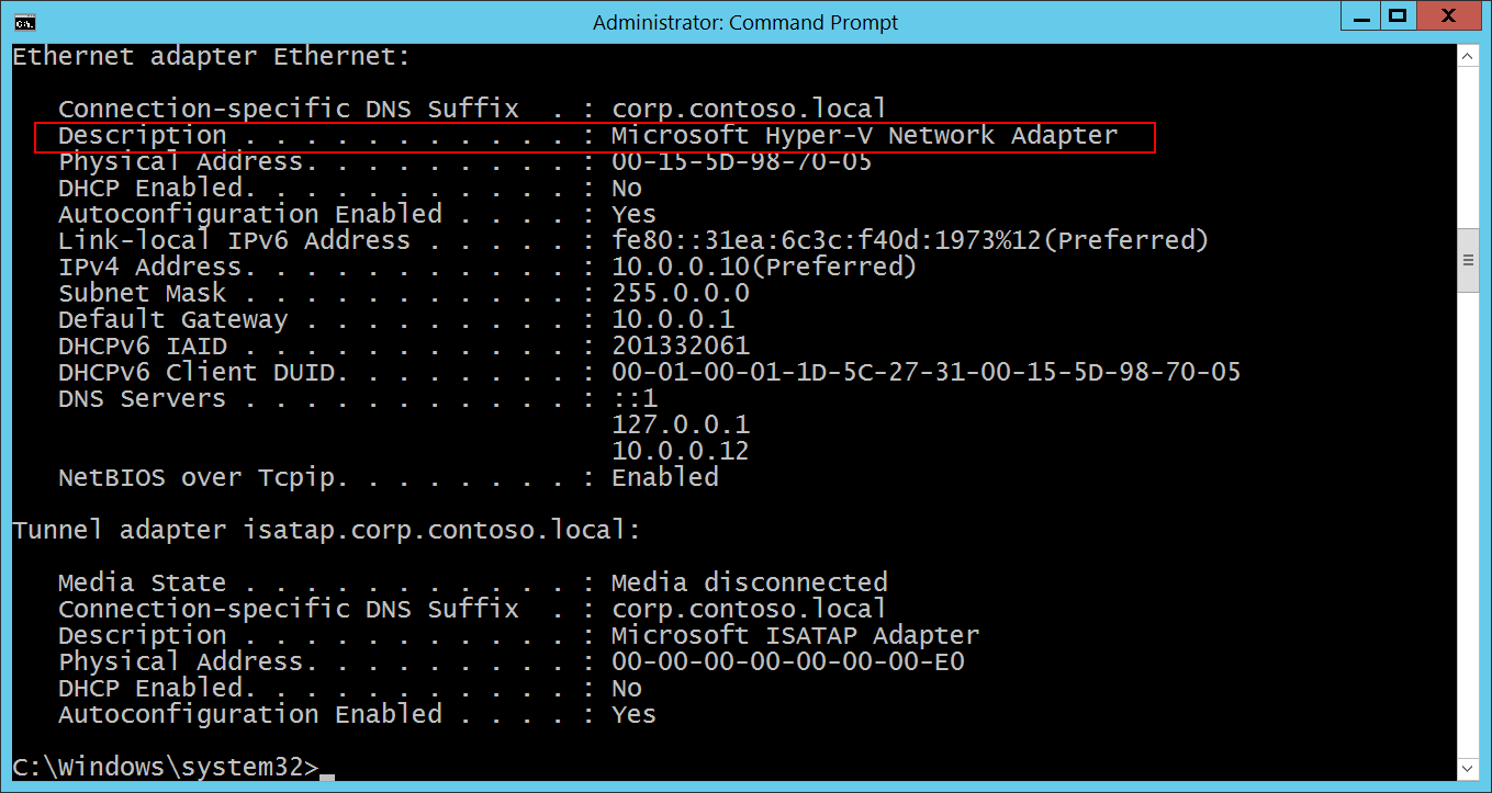 Ipconfig command illustration