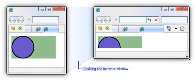 Shows resizing the browser window