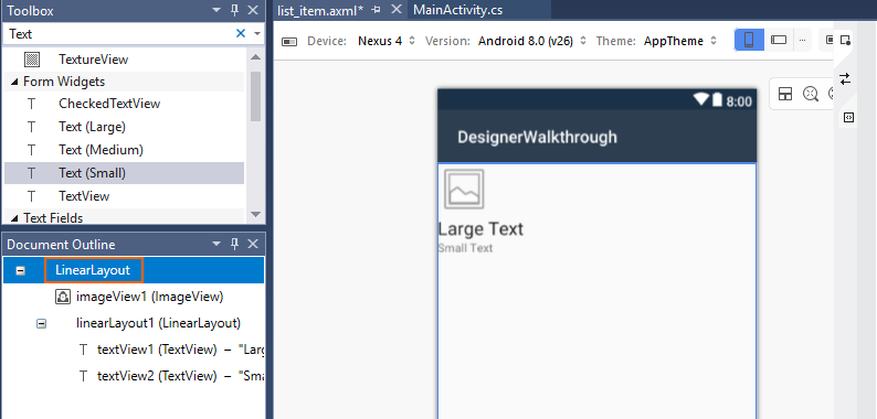 Select root LinearLayout