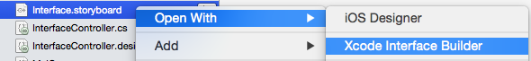 Otwieranie scenorysu w narzędziu Xcode Interface Builder