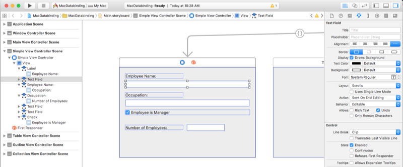 Edytowanie scenorysu w programie Xcode