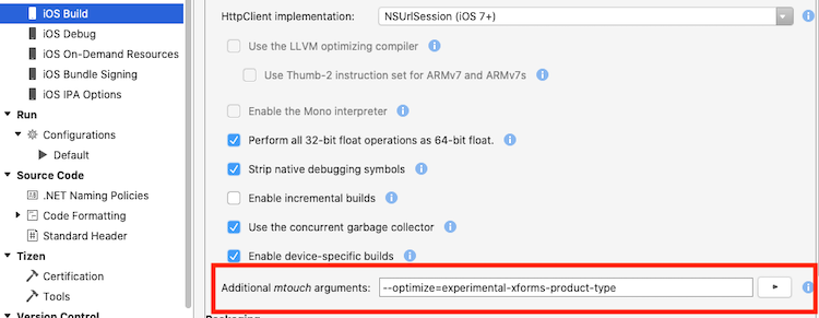 Ustawianie flagi w sekcji Kompilacja systemu iOS