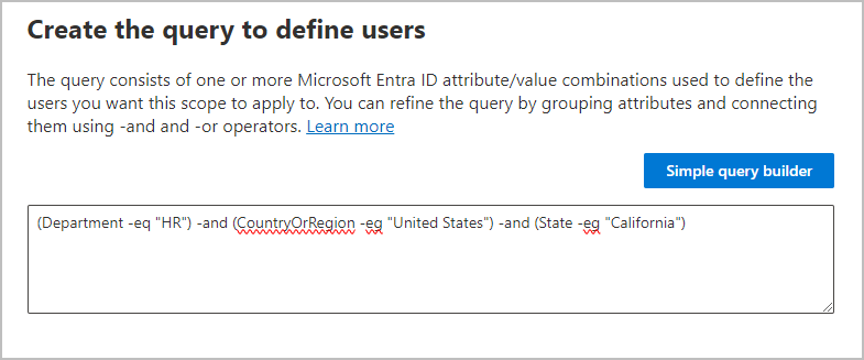 Example adaptive scope with advanced query.