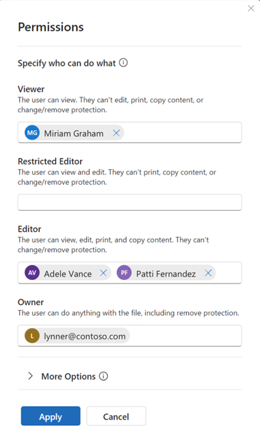 Newer user dialog box to select permission levels that include EXTRACT usage right.