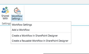 Screenshot that shows workflow settings for a list