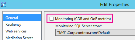 Screen shot of Edit properties dialog that showsr Monitoring checkbox.