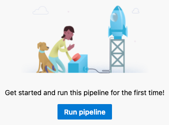 Screenshot of Azure Pipelines showing the location of the Run pipeline button.
