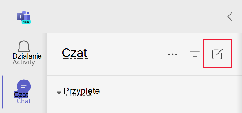 Zrzut ekranu przedstawiający nową ikonę czatu w usłudze Microsoft Teams