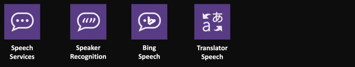 Image of an icon set showing the types of speech application programming interfaces mentioned in the narrative.