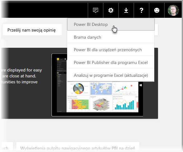 Instalacja Power BI Desktop z Power BI poziomu usługi