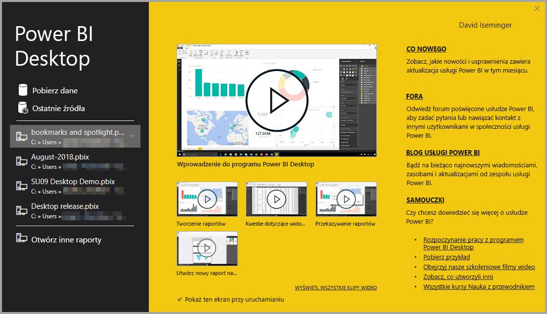 Power BI Desktop Działa jako aplikacja