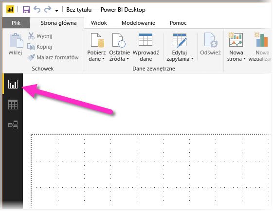 Trzy różne widoki w Power BI Desktop