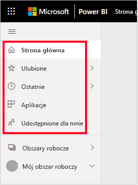 Zrzut ekranu okienka nawigacji z wyróżnionymi nagłówkami.